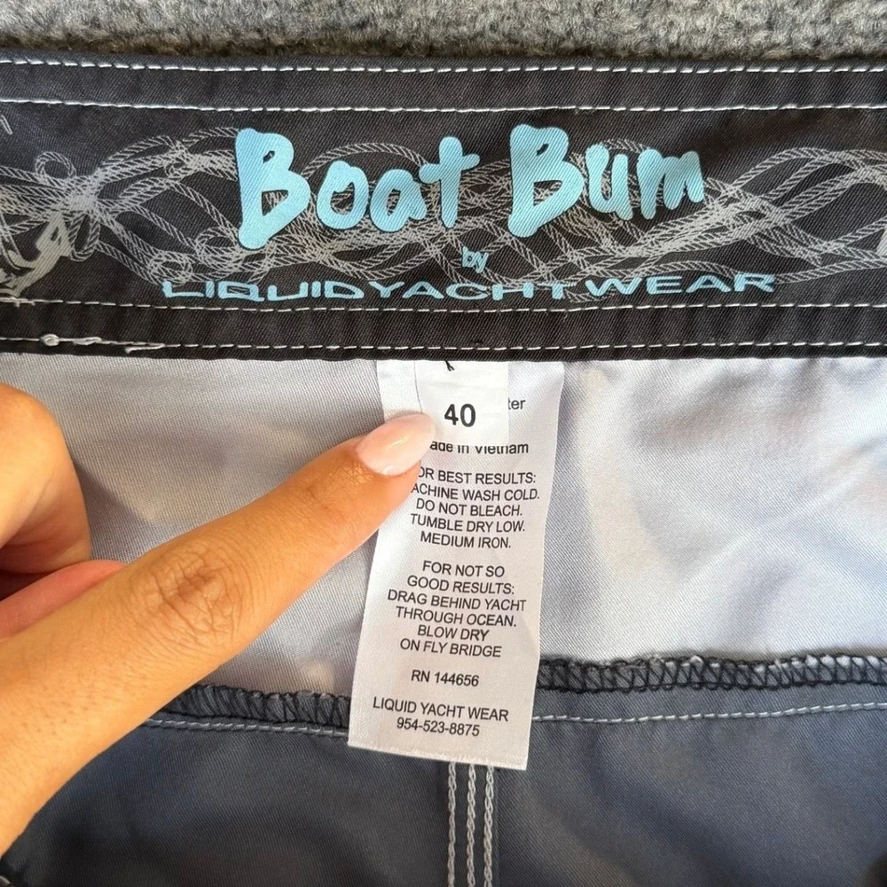 Boat Bum Liquid Yacht Wear‎ Mens 40 Board Shorts Black Grey Colorblock Cargo
